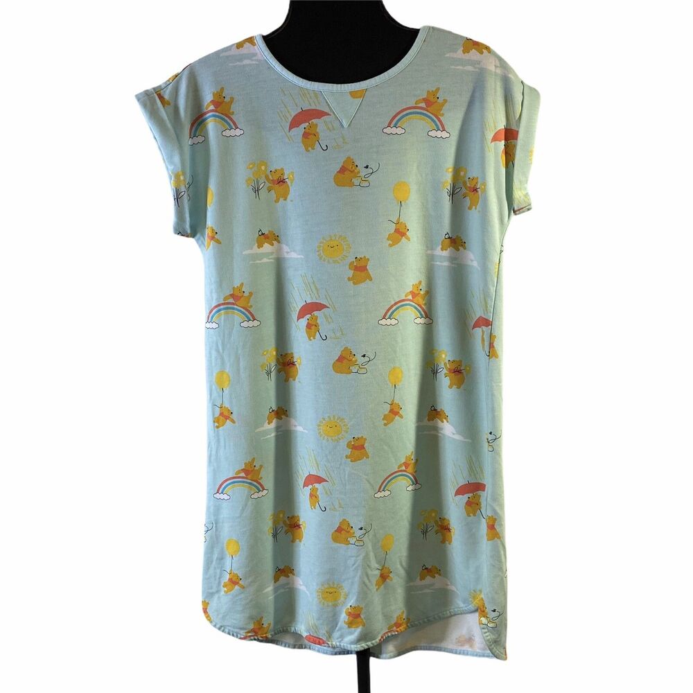 Disney Store Winnie The Pooh Nightshirt Womens XS S Nightgown Sleep Rainbow Sun - Picture 13 of 13